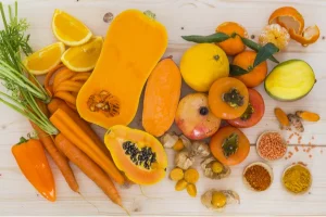 orange fruit and vegetables